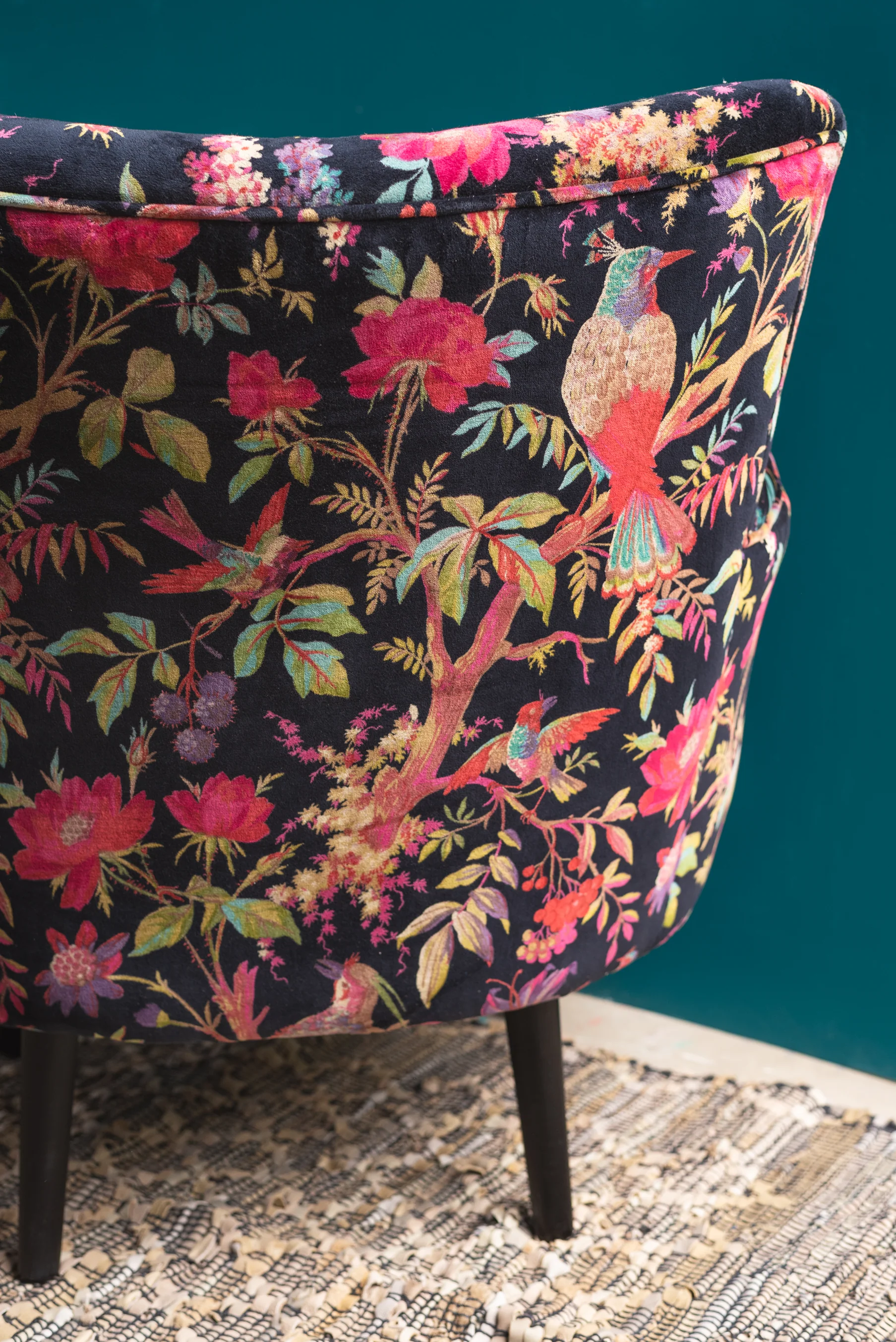 Black Bird of Paradise Velvet Chair - Image 11