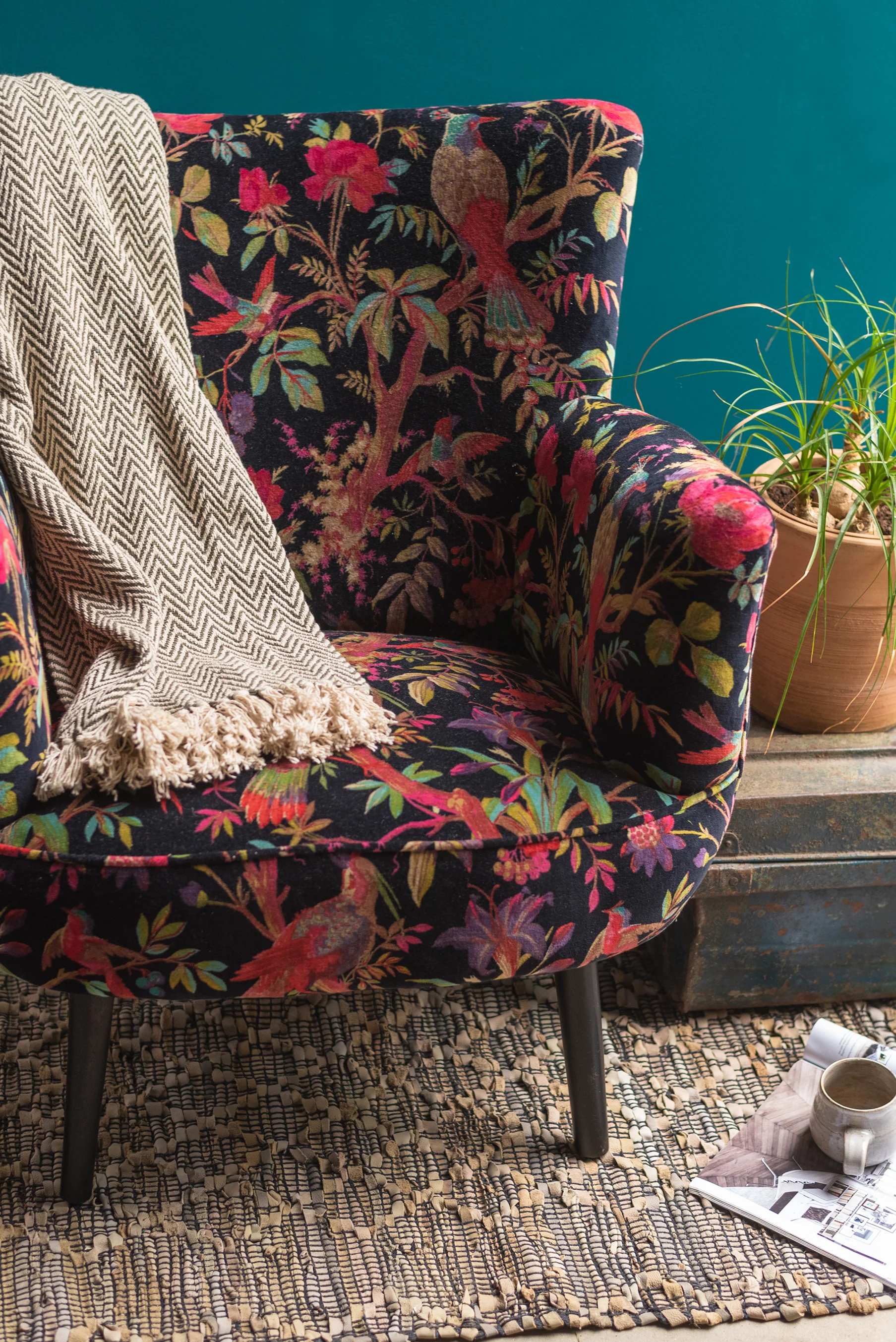 Black Bird of Paradise Velvet Chair - Image 12