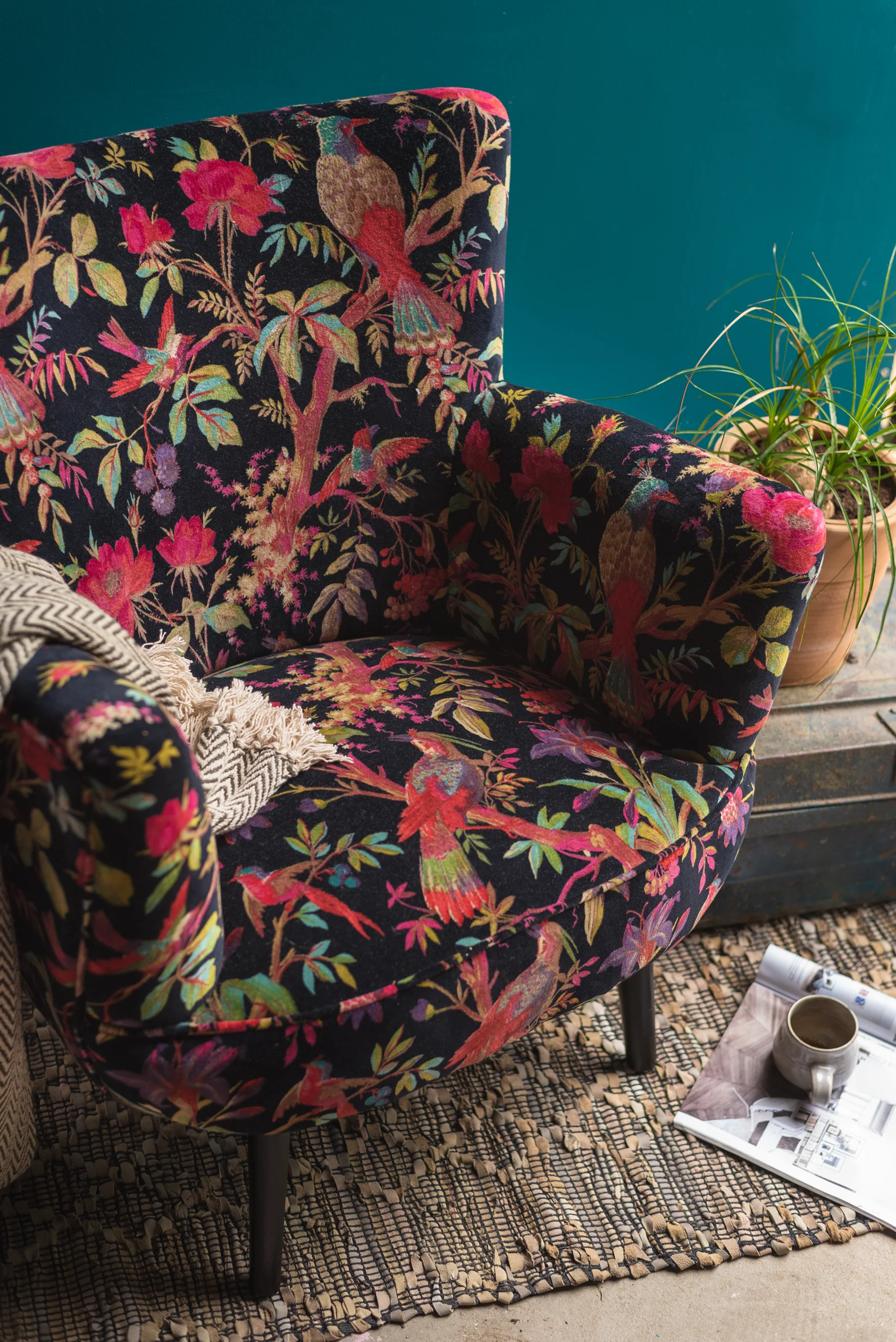 Black Bird of Paradise Velvet Chair - Image 5
