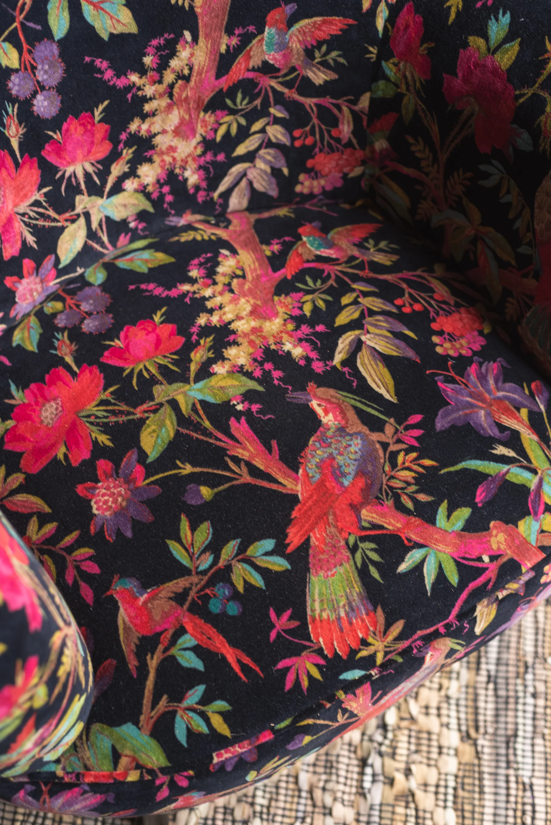 Black Bird of Paradise Velvet Chair - Image 8
