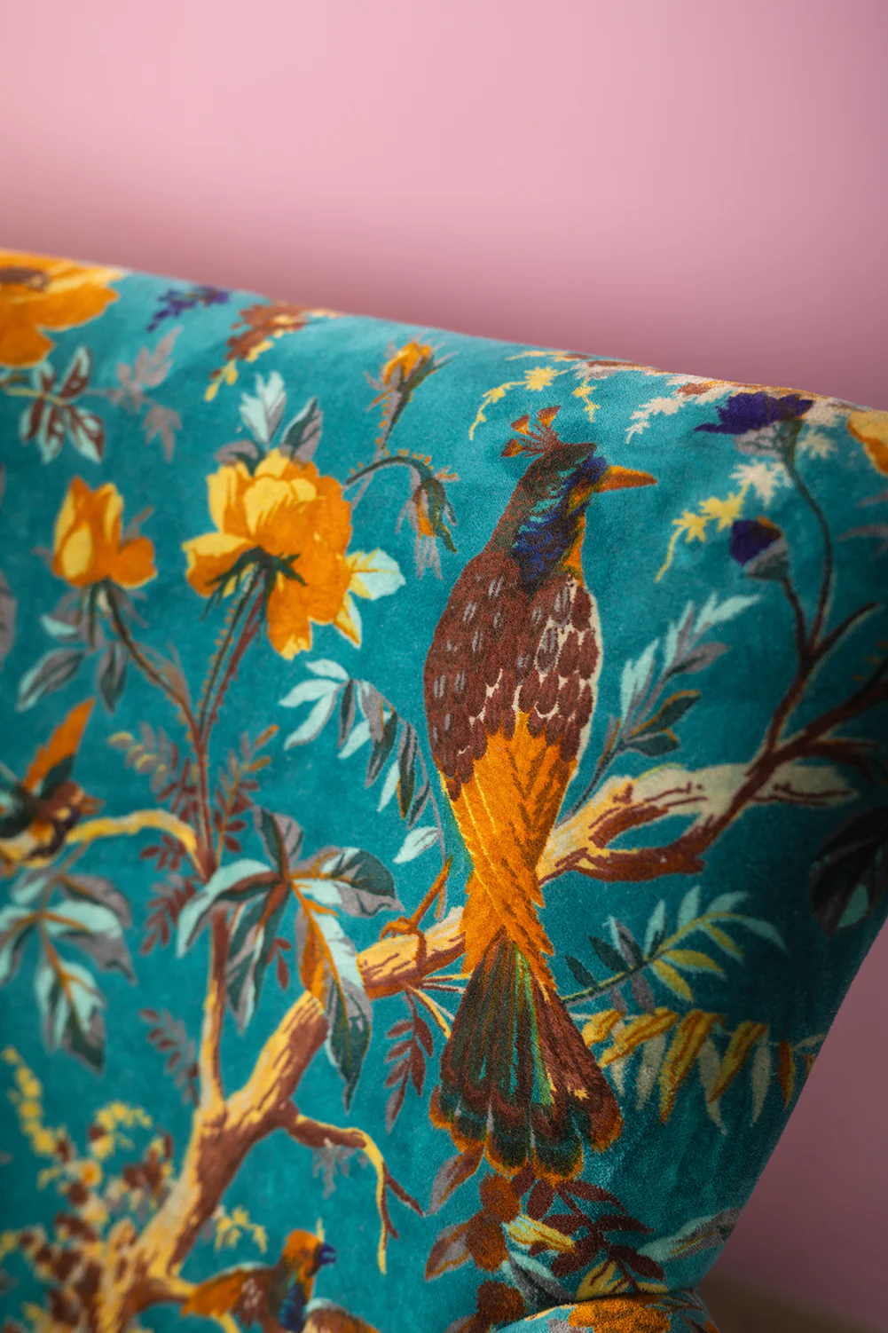 Blue Bird of Paradise Velvet Chair - Image 4