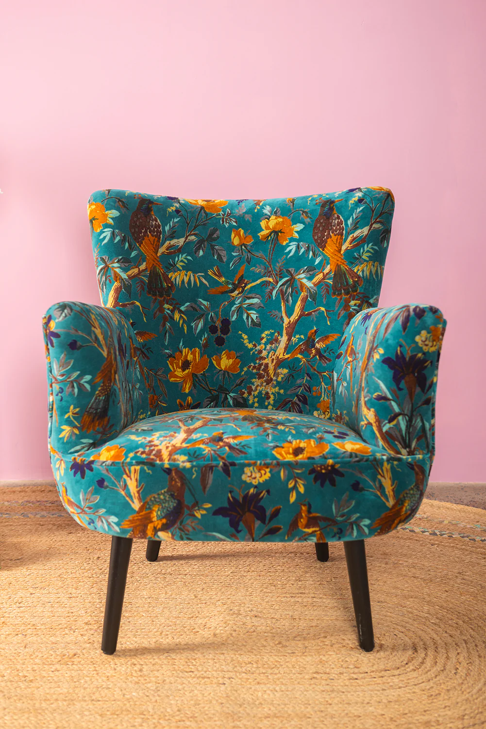 Blue Bird of Paradise Velvet Chair - Image 5