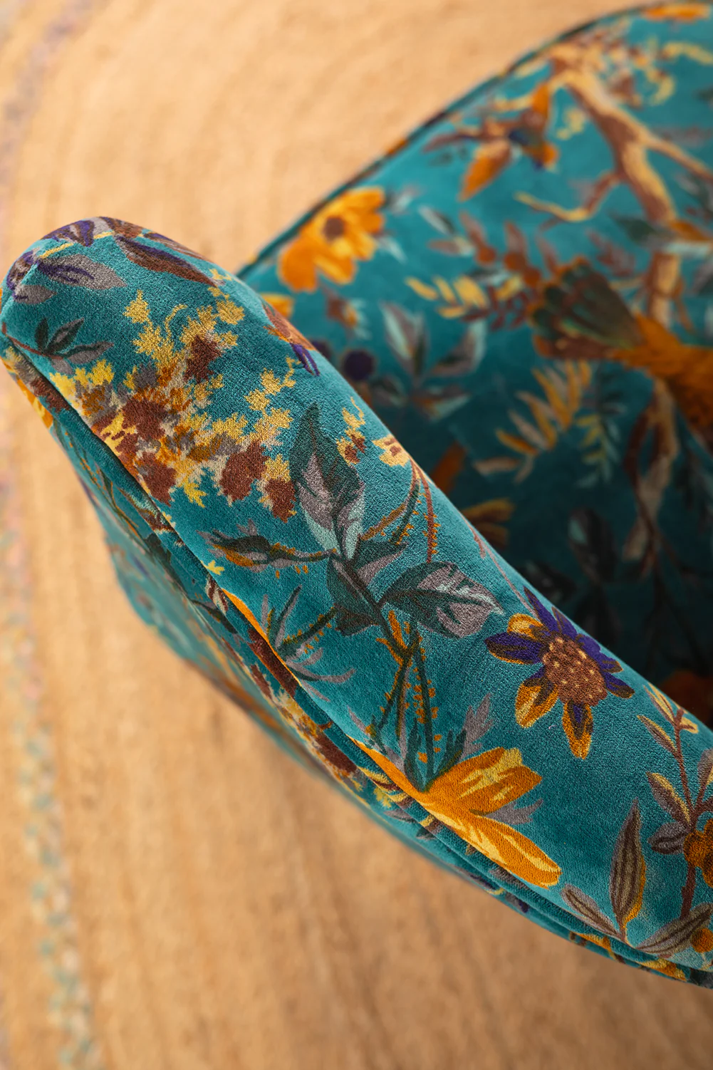 Blue Bird of Paradise Velvet Chair - Image 6