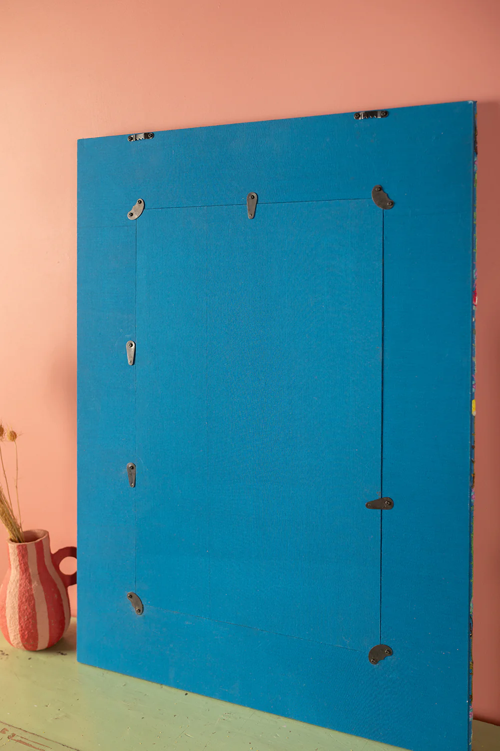 Blue Embroidered Cotton Wall Mirror - Image 4