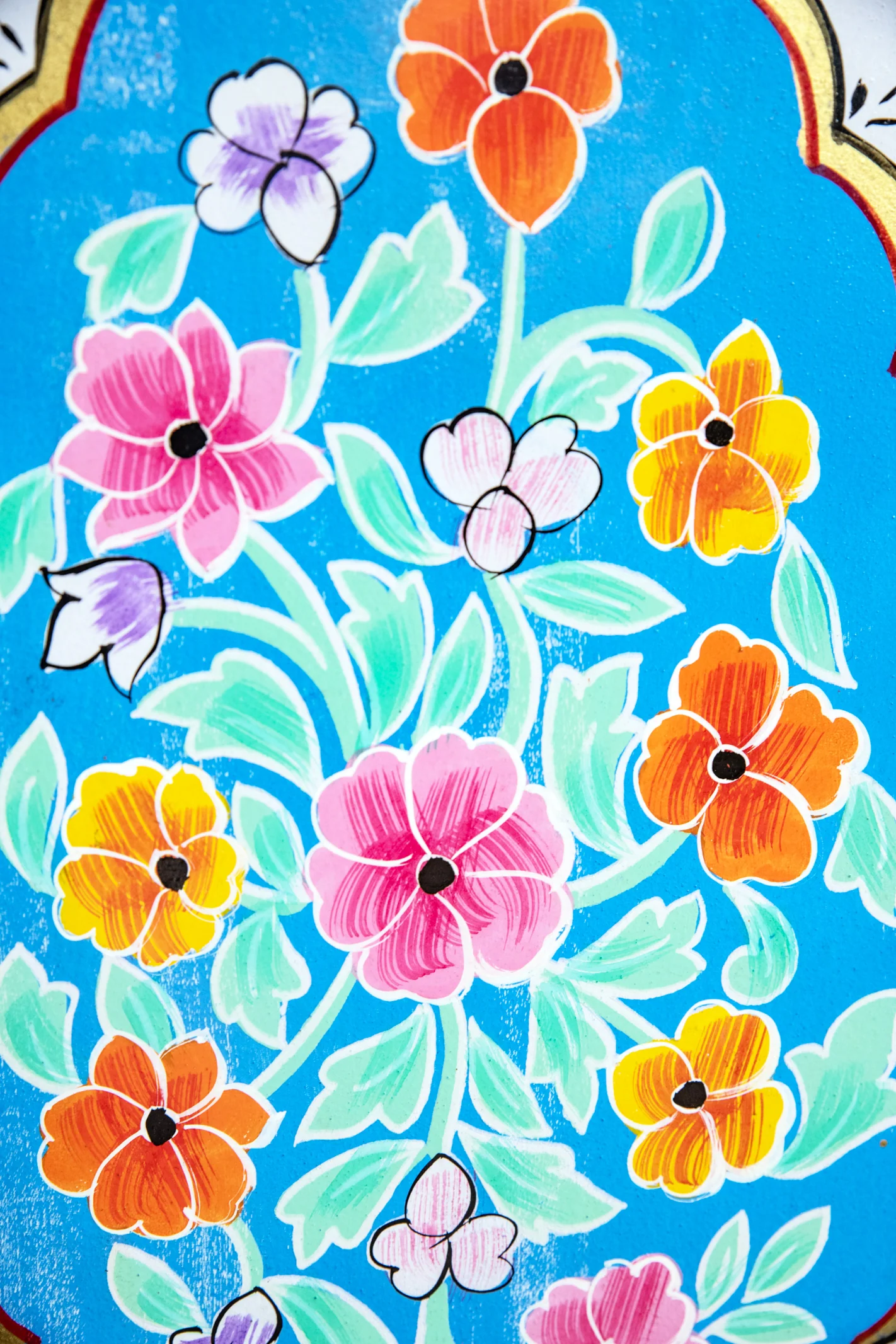 Blue Floral Hand Painted Wooden Cabinet - Image 6
