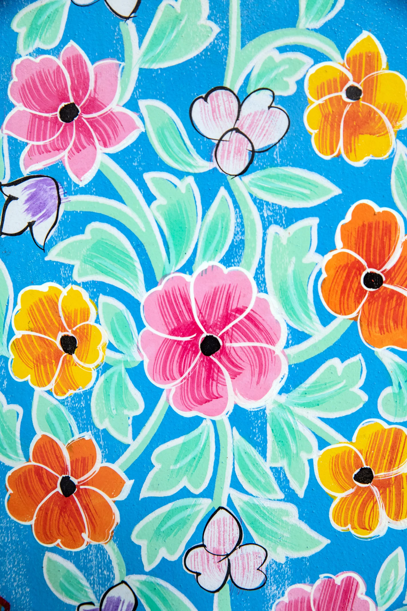Blue Floral Hand Painted Wooden Cabinet - Image 9