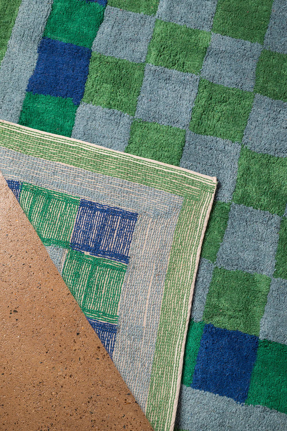 Nell Chequered Recycled Cotton Rug - Image 3