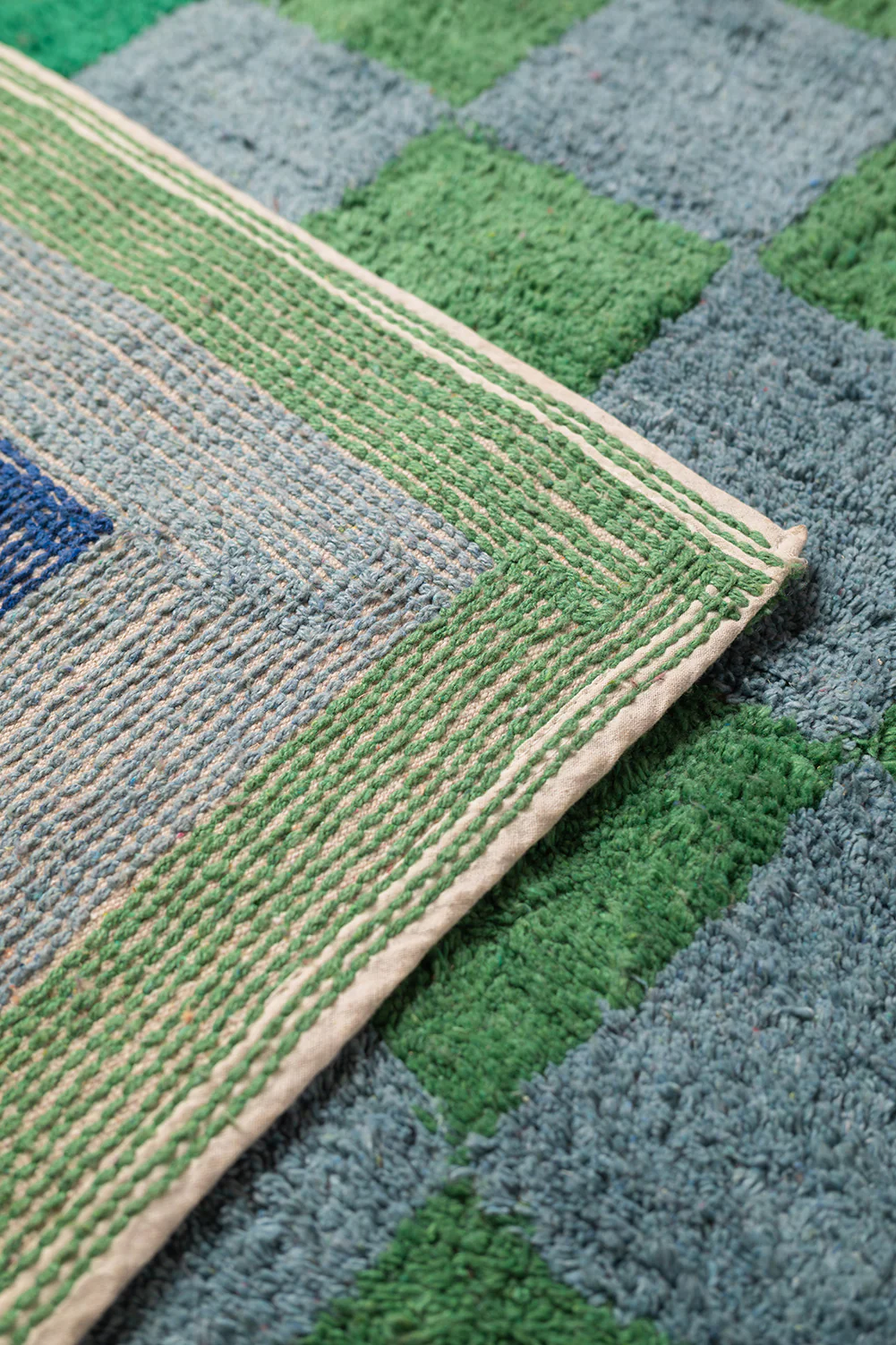 Nell Chequered Recycled Cotton Rug - Image 4