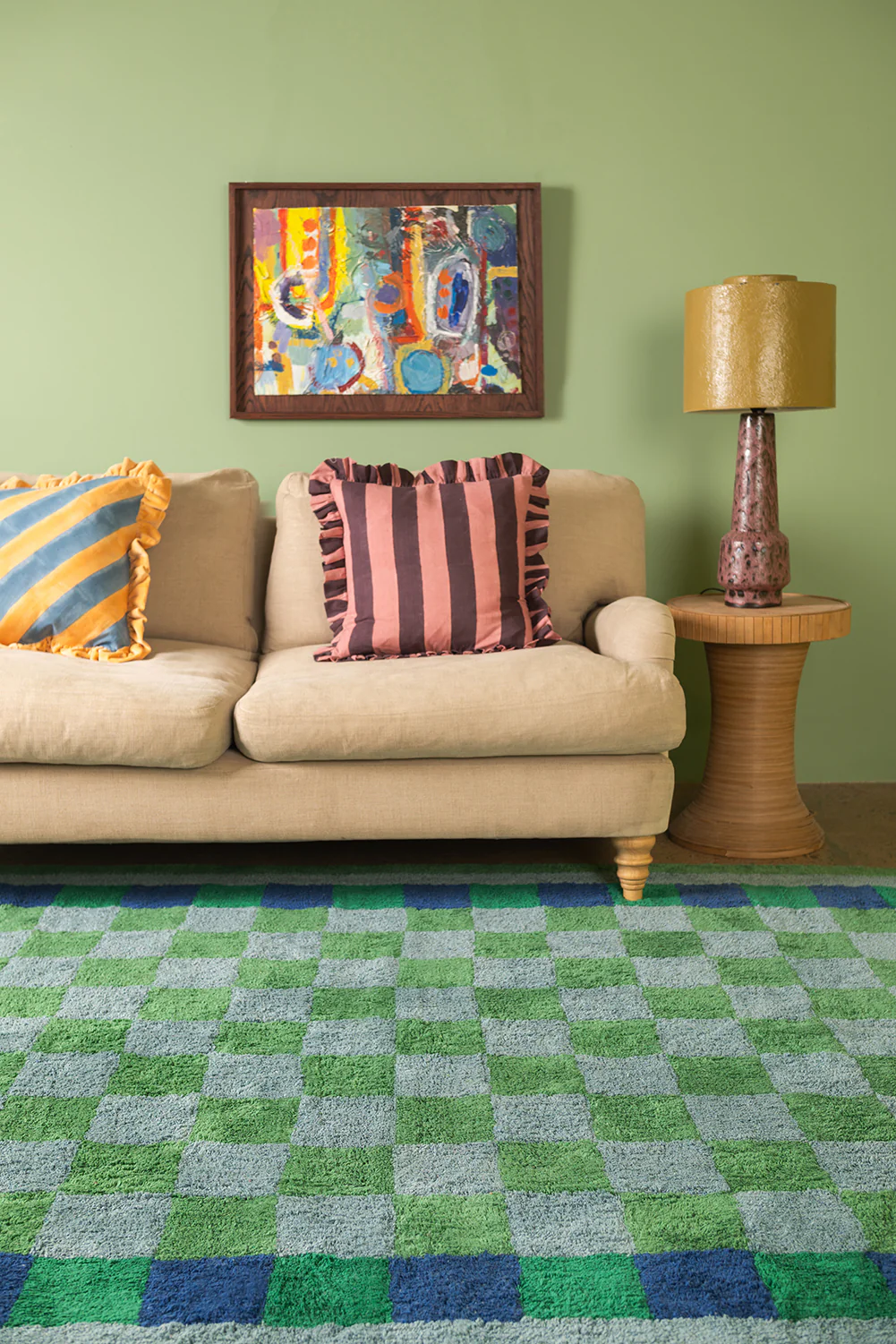 Nell Chequered Recycled Cotton Rug - Image 5