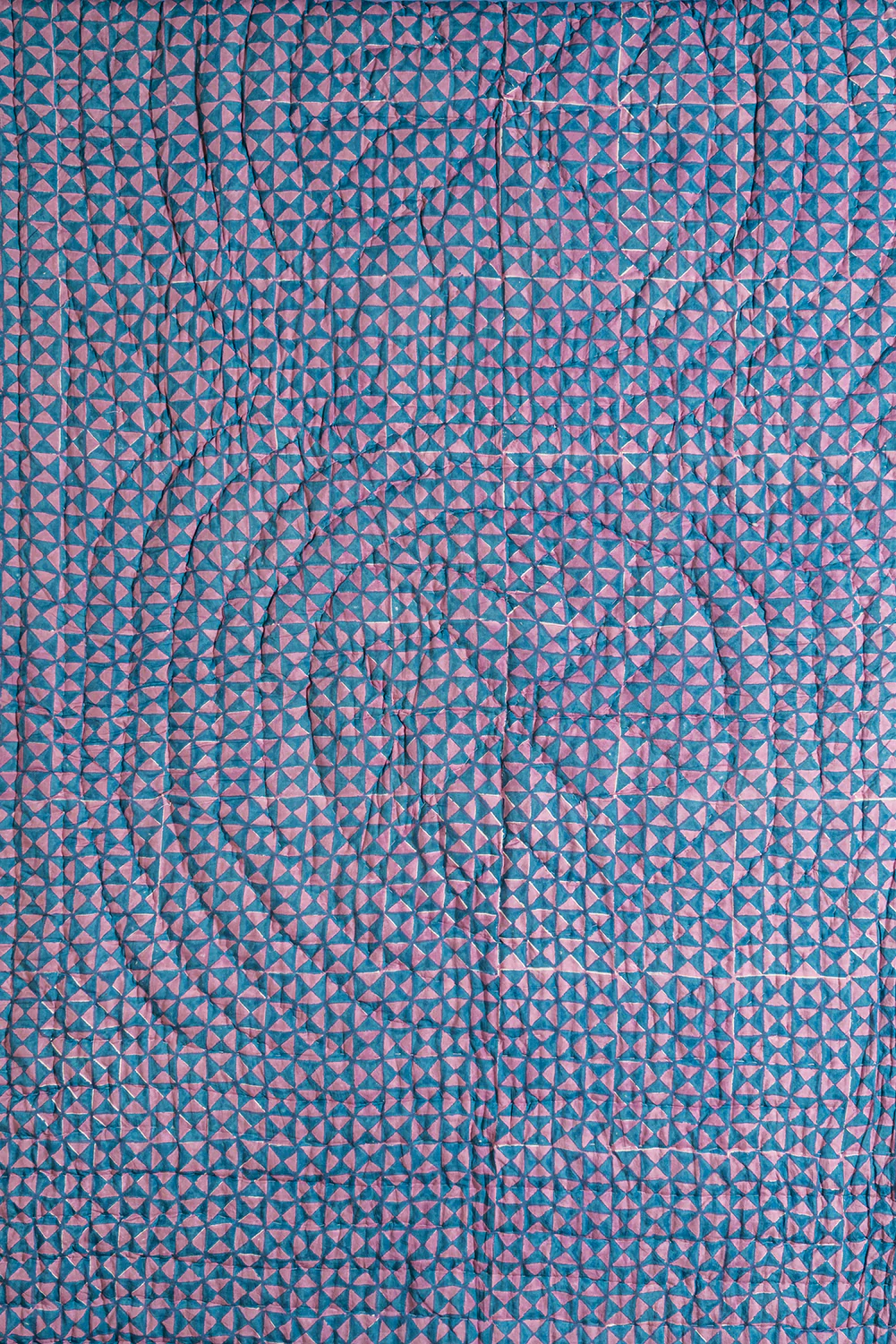 Cornflower & Lilac Block Print Cotton Quilt - Image 8