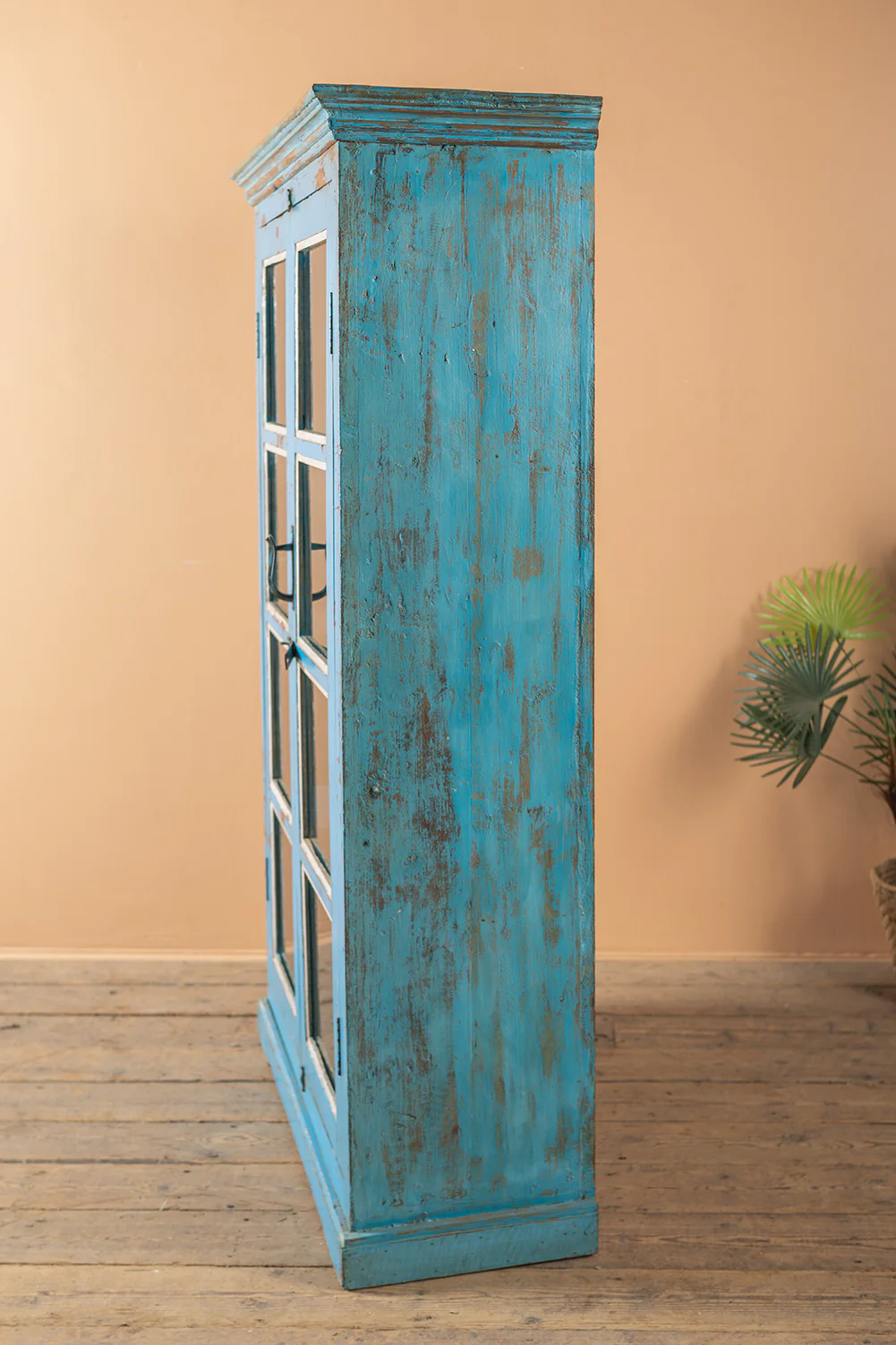 Blue Vintage Glazed Cabinet <p>W:100cm D:37cm H:152cm </p> - Image 5