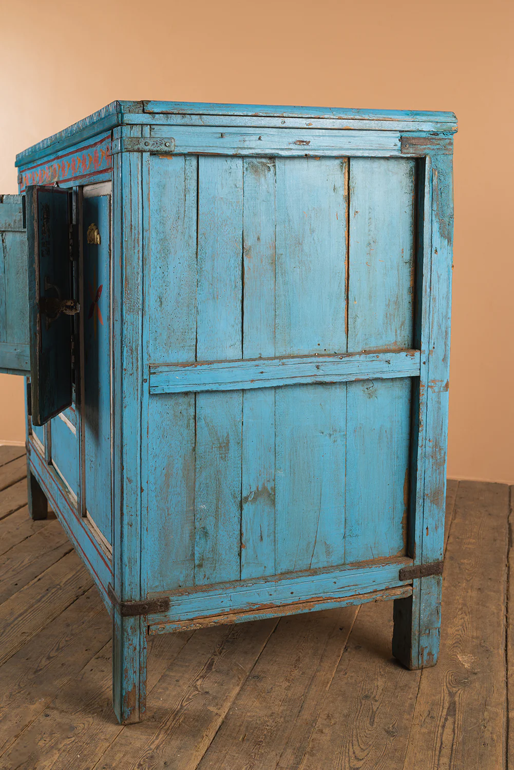 Blue Vintage Painted Cupboard <p>W:122.5cm D:64.5cm H:108.5cm </p> - Image 4