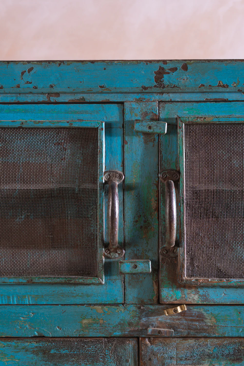 Blue Vintage Wooden Cupboard <p>W:106cm D:64cm H:168.5cm </p> - Image 4