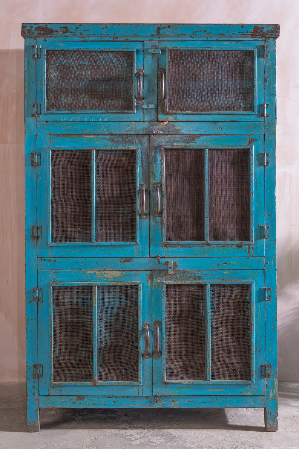 Blue Vintage Wooden Cupboard <p>W:106cm D:64cm H:168.5cm </p> - Image 7