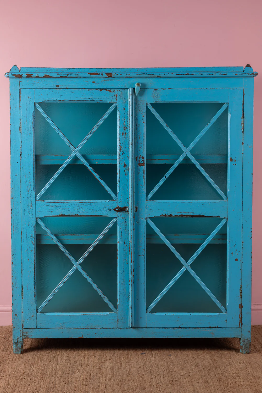Light Blue Vintage Glazed Cabinet <p>W:126.5cm D:48.5cm H:148cm </p> - Image 4