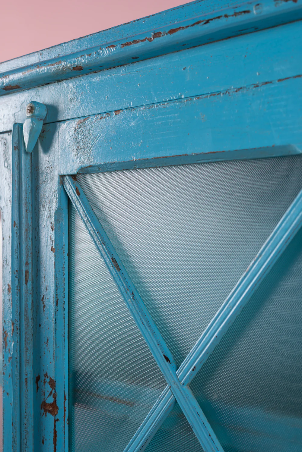 Light Blue Vintage Glazed Cabinet <p>W:126.5cm D:48.5cm H:148cm </p> - Image 5