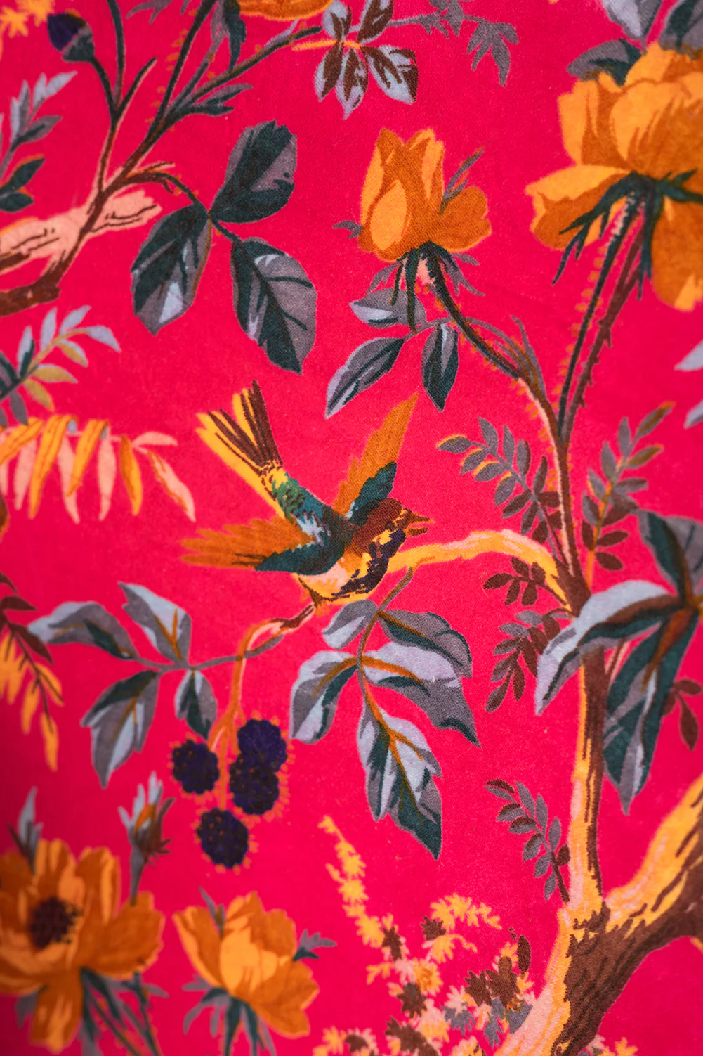 Cerise Bird of Paradise Velvet Armchair - Image 8