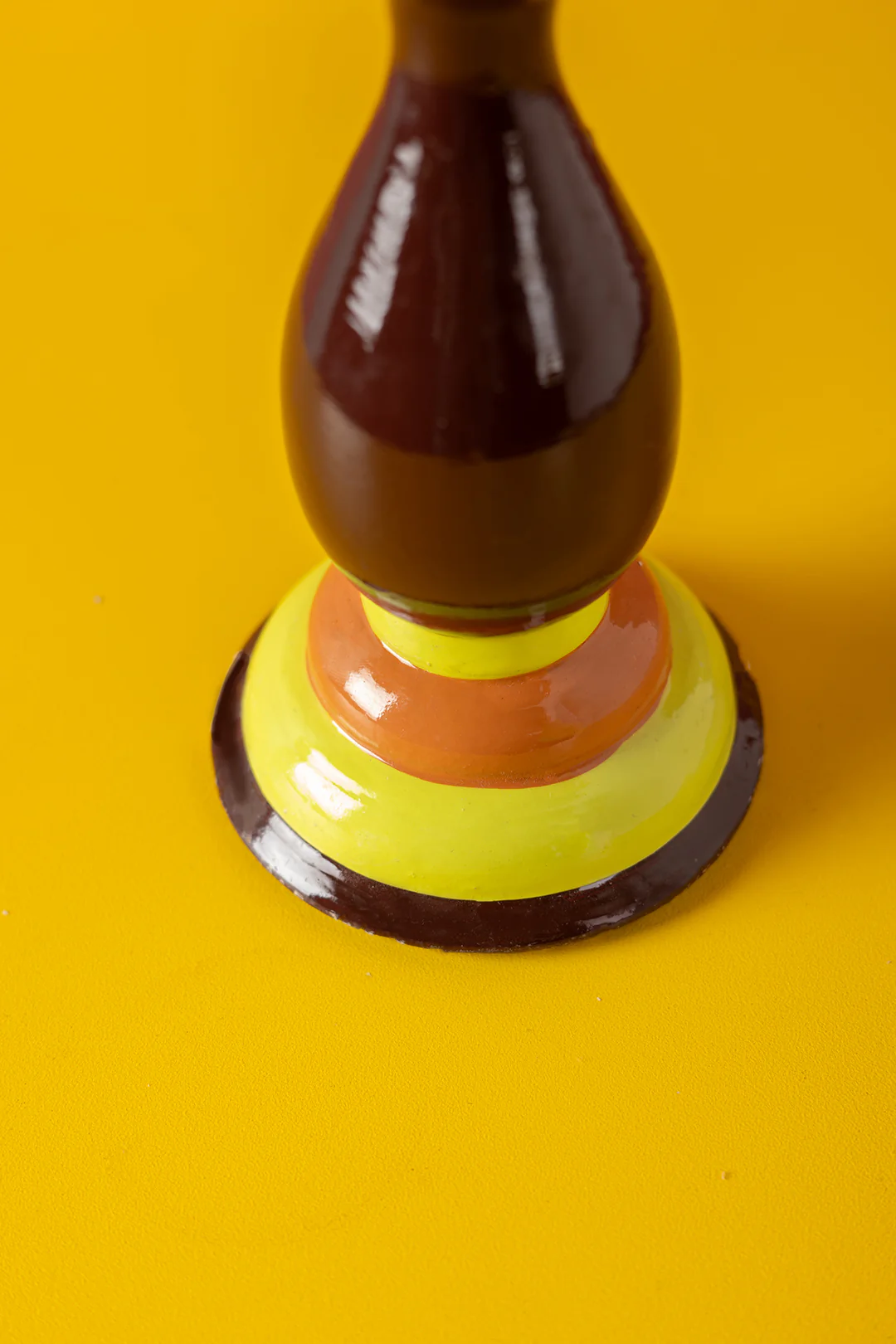 Chocolate & Orange Hand Painted Wooden Candle Holder - Image 4