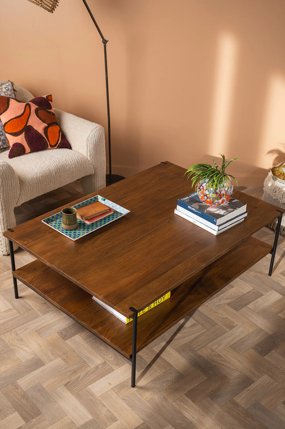 Conrad Acacia Wood Umber Finish Coffee Table - Image 5