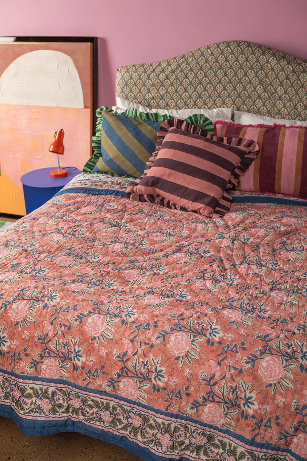 Beatrice Hand Block Print Cotton Quilt - Image 9