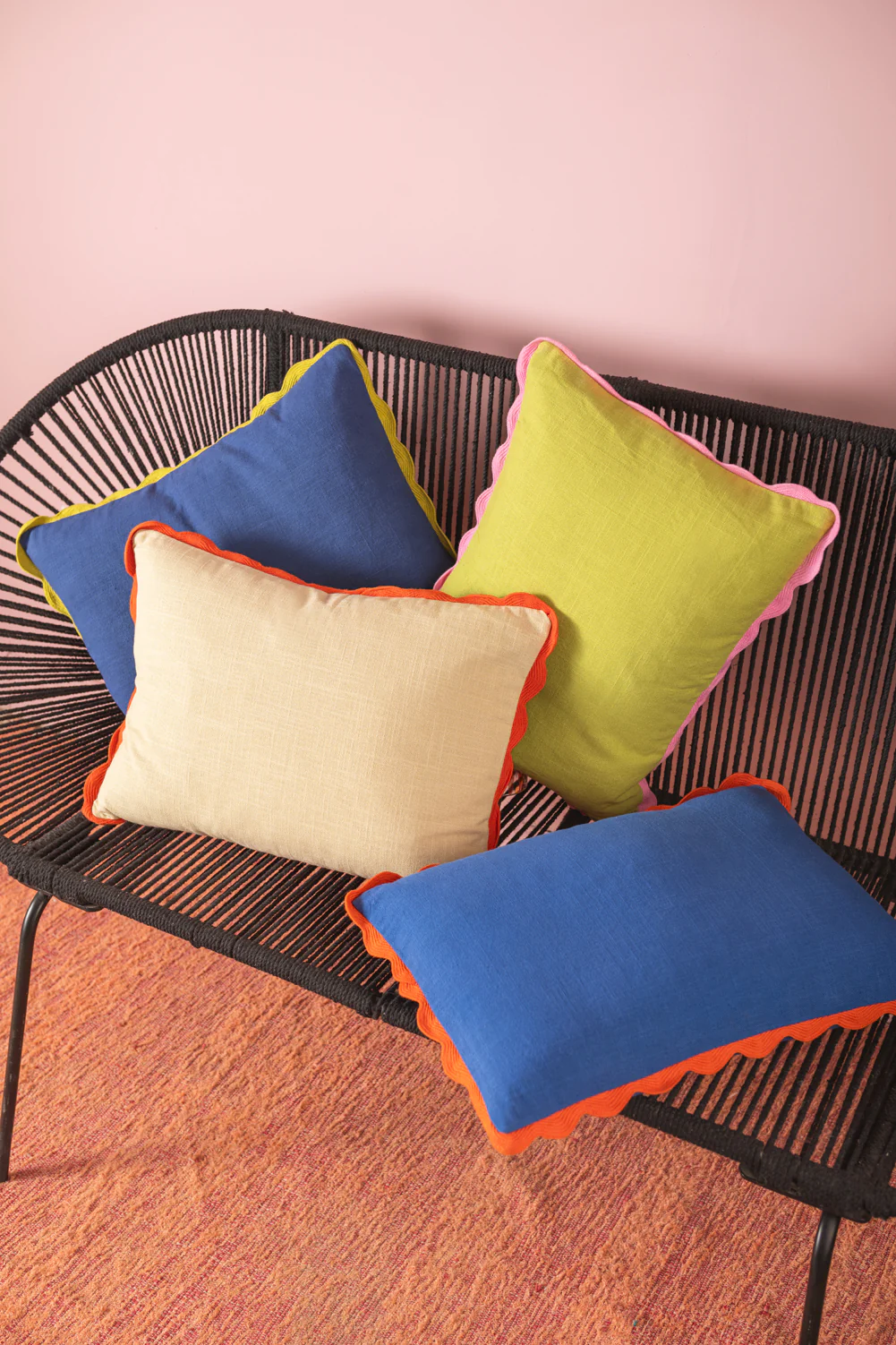 Cream Rectangular Block Colour Cotton Cushion Cover - Image 4