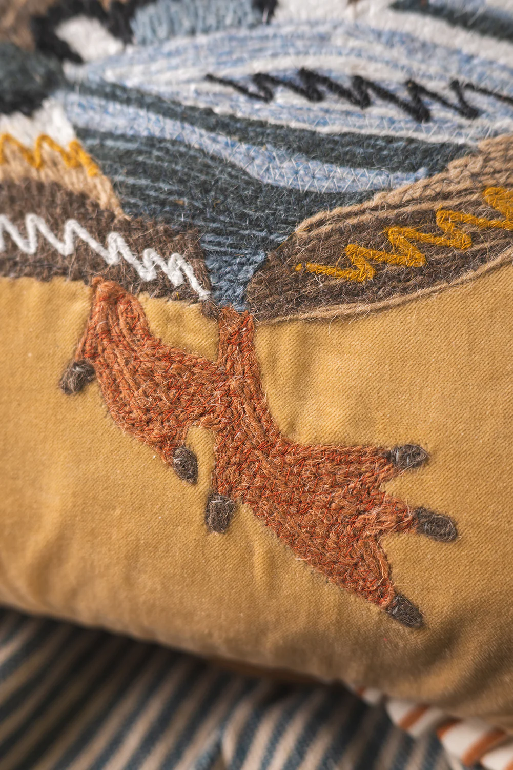 Ecru Embroidered Duck Velvet Cushion Cover - Image 6