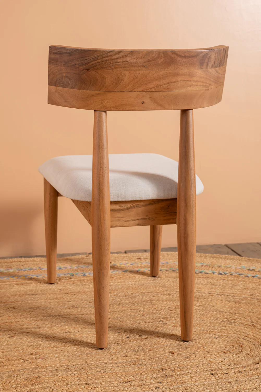 Cormac Acacia Wood Natural Finish Upholstered Dining Chair - Image 4