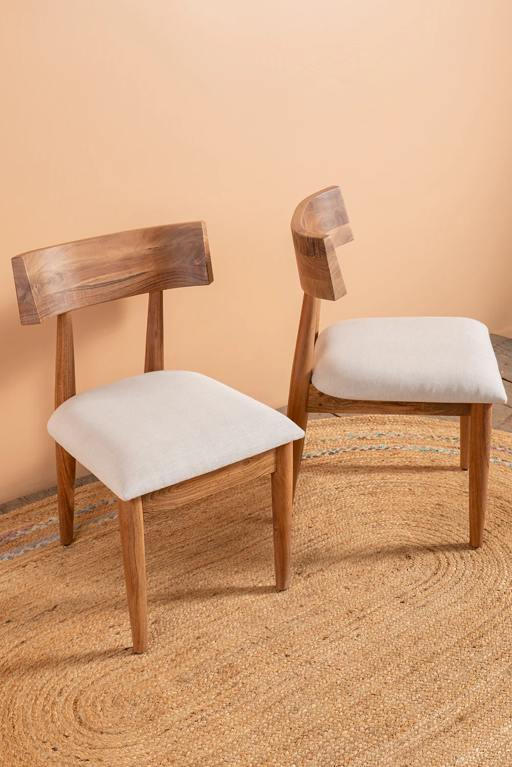 Cormac Acacia Wood Natural Finish Upholstered Dining Chair - Image 6