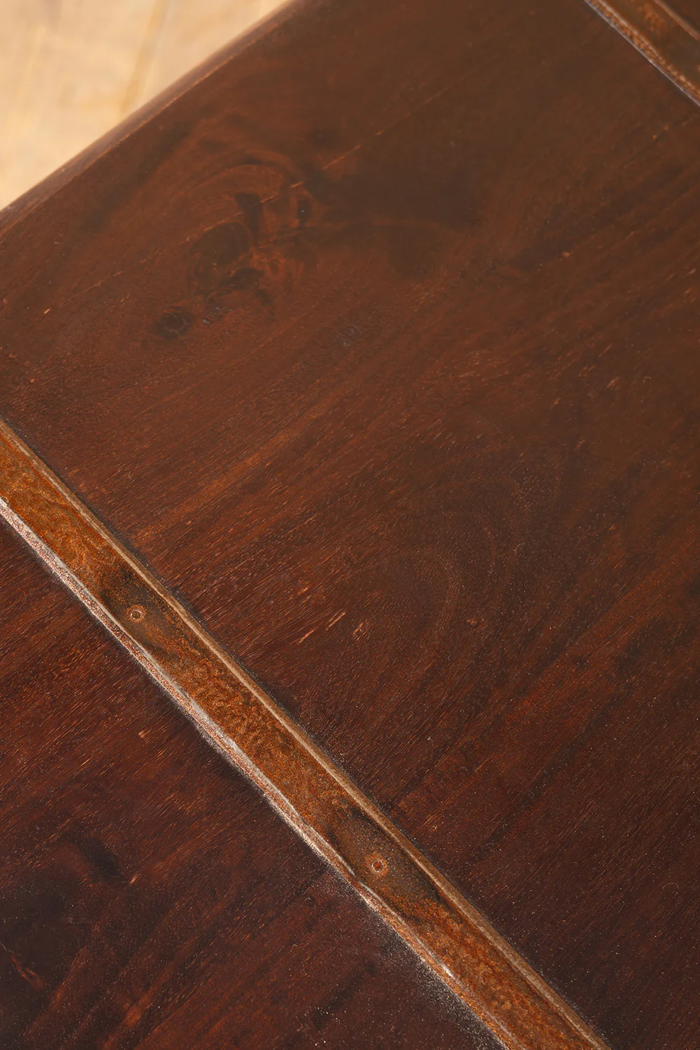 Blue Reclaimed Wooden Chest with Brass Trim - Image 6