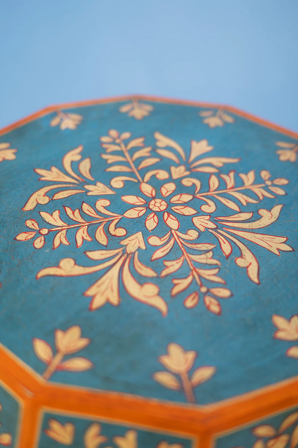 Hand Painted Sky Blue Side Table - Image 8