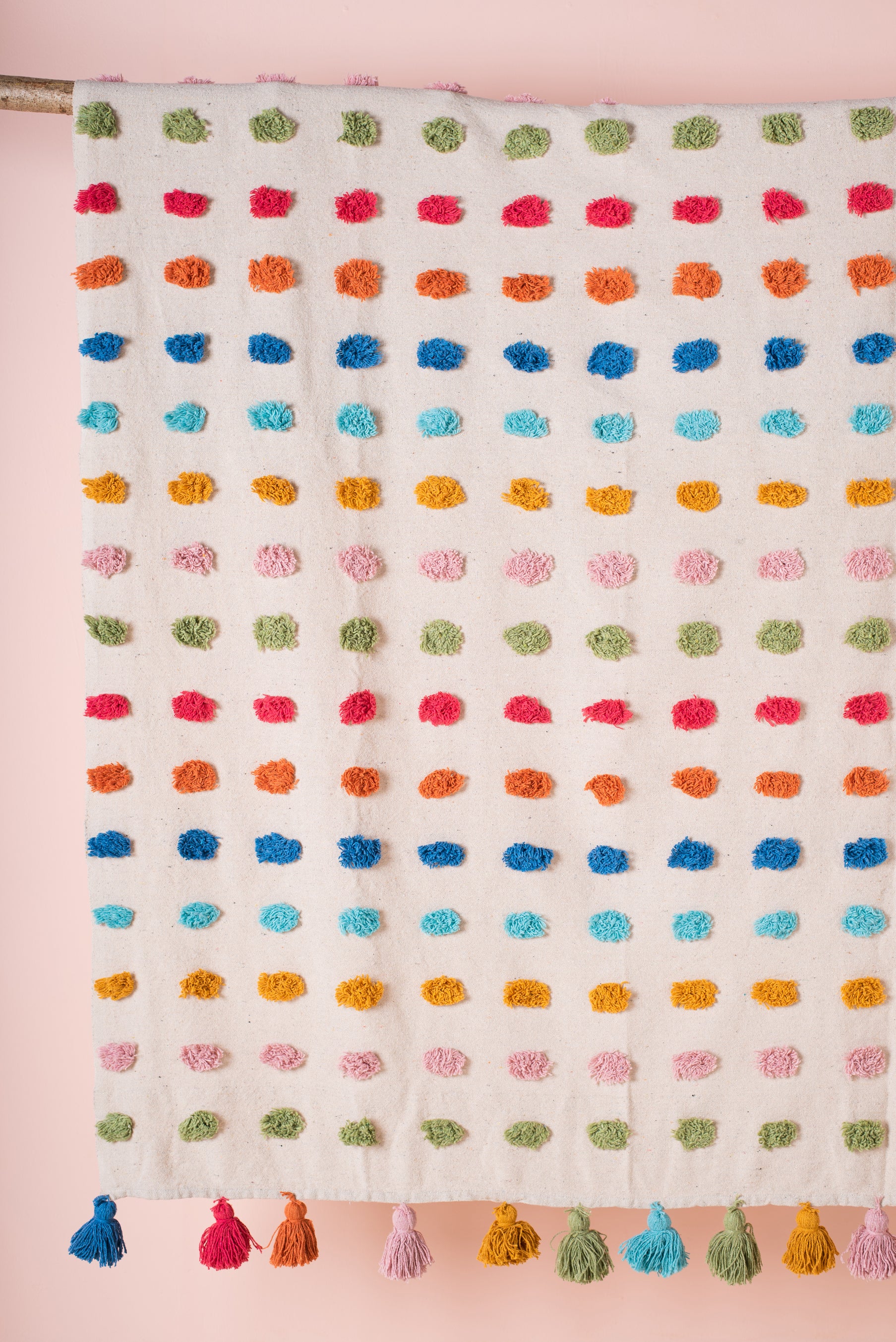 Handwoven 100% Recycled Pom Pom Throw - Image 4