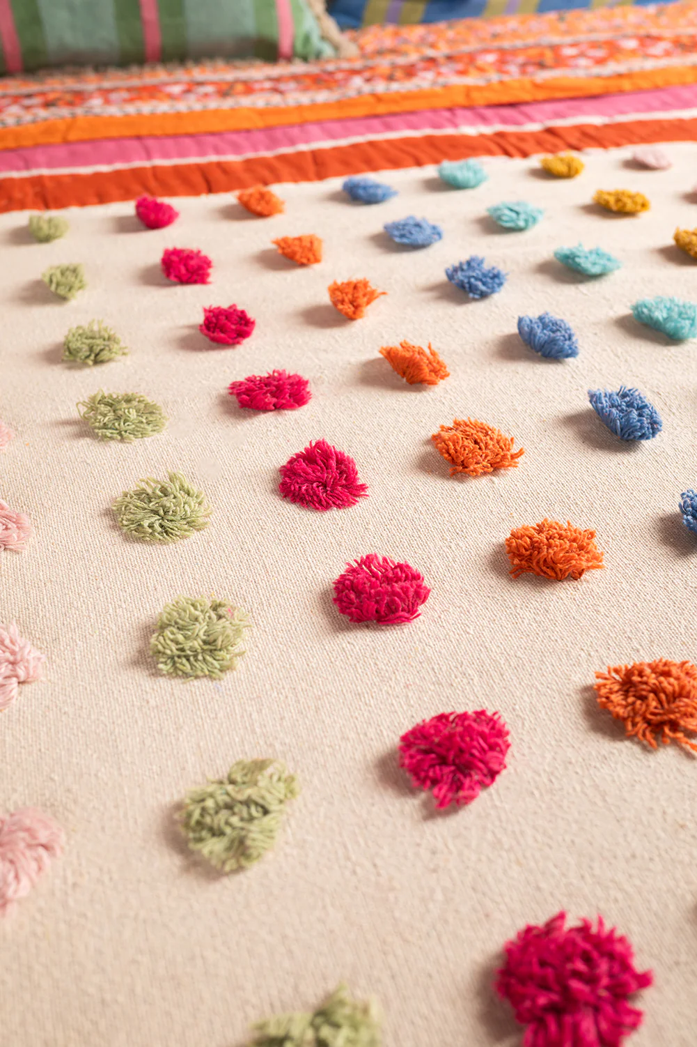 Handwoven 100% Recycled Pom Pom Throw - Image 5