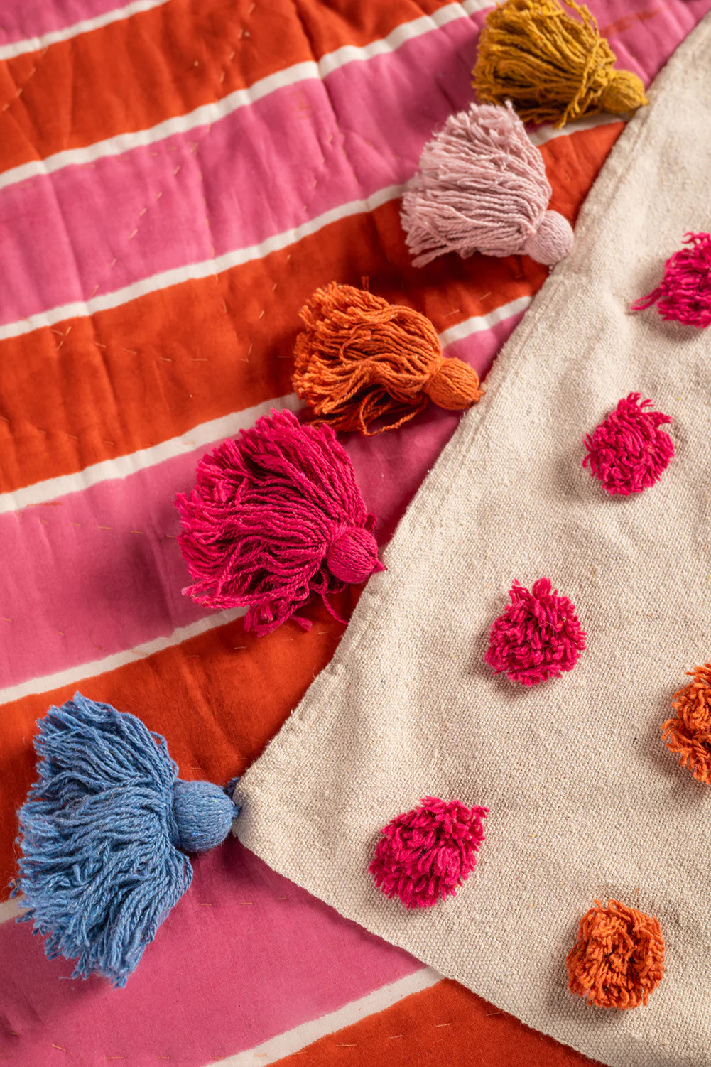 Handwoven 100% Recycled Pom Pom Throw - Image 9