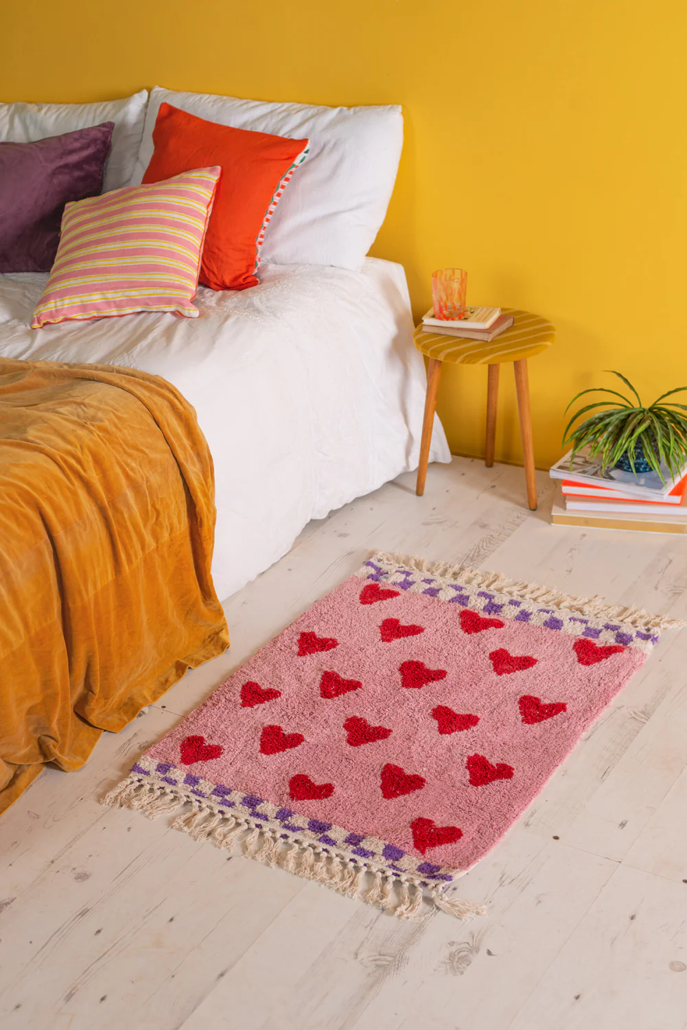 Agatha Pink & Red Heart Recycled Cotton Rug - Image 4
