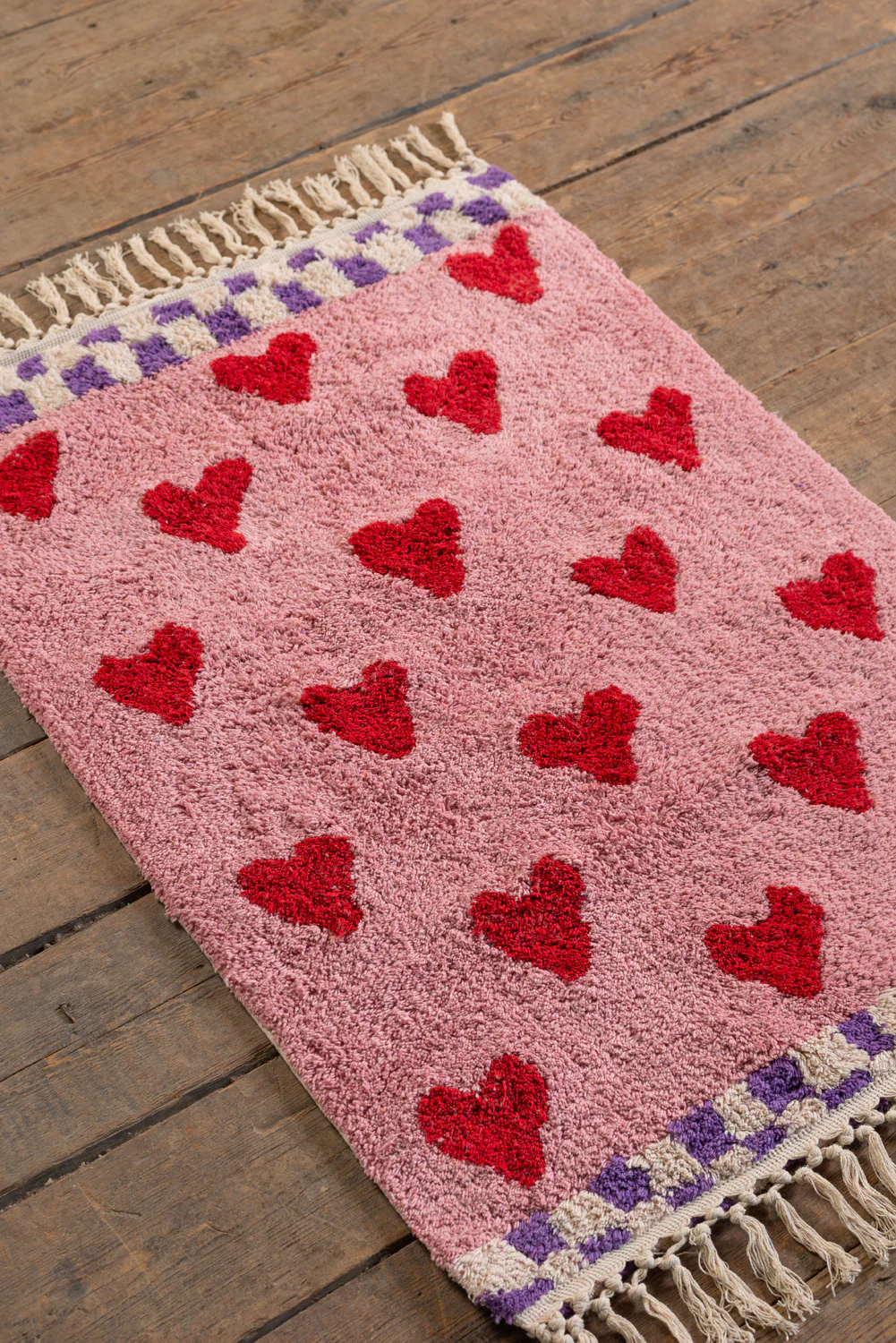 Agatha Pink & Red Heart Recycled Cotton Rug - Image 5