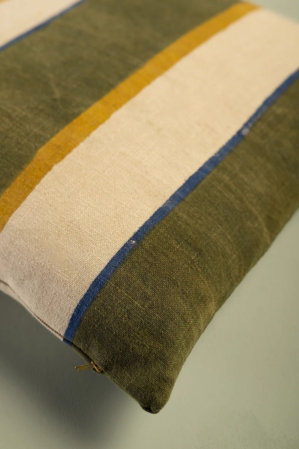 Hunter Green Stripe Block Print Cushion Cover - Image 3