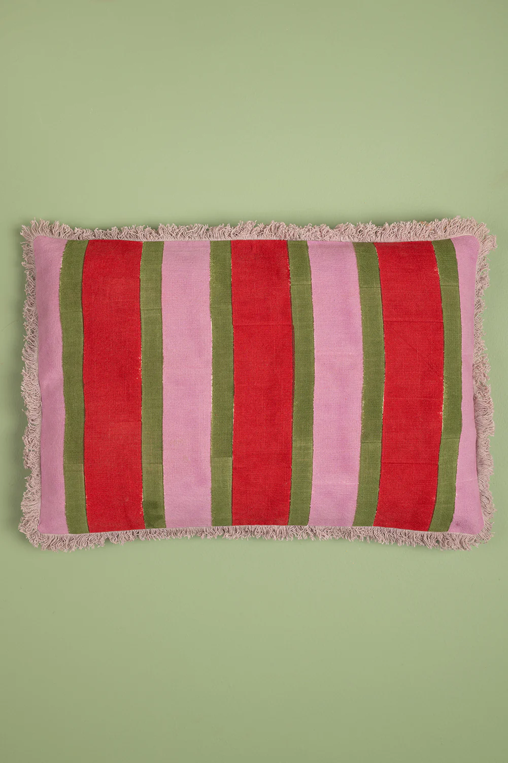 Kale & Meadow Mauve Block Print Cotton Cushion Cover - Image 2