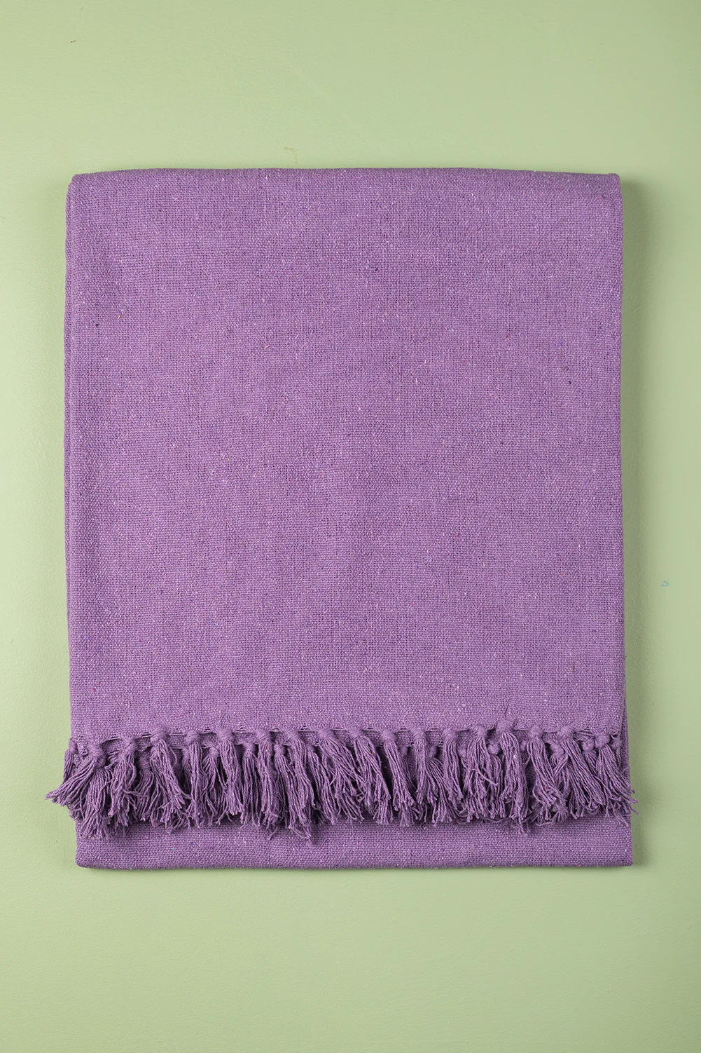 Lilac Recycled Cotton Block Colour Throw