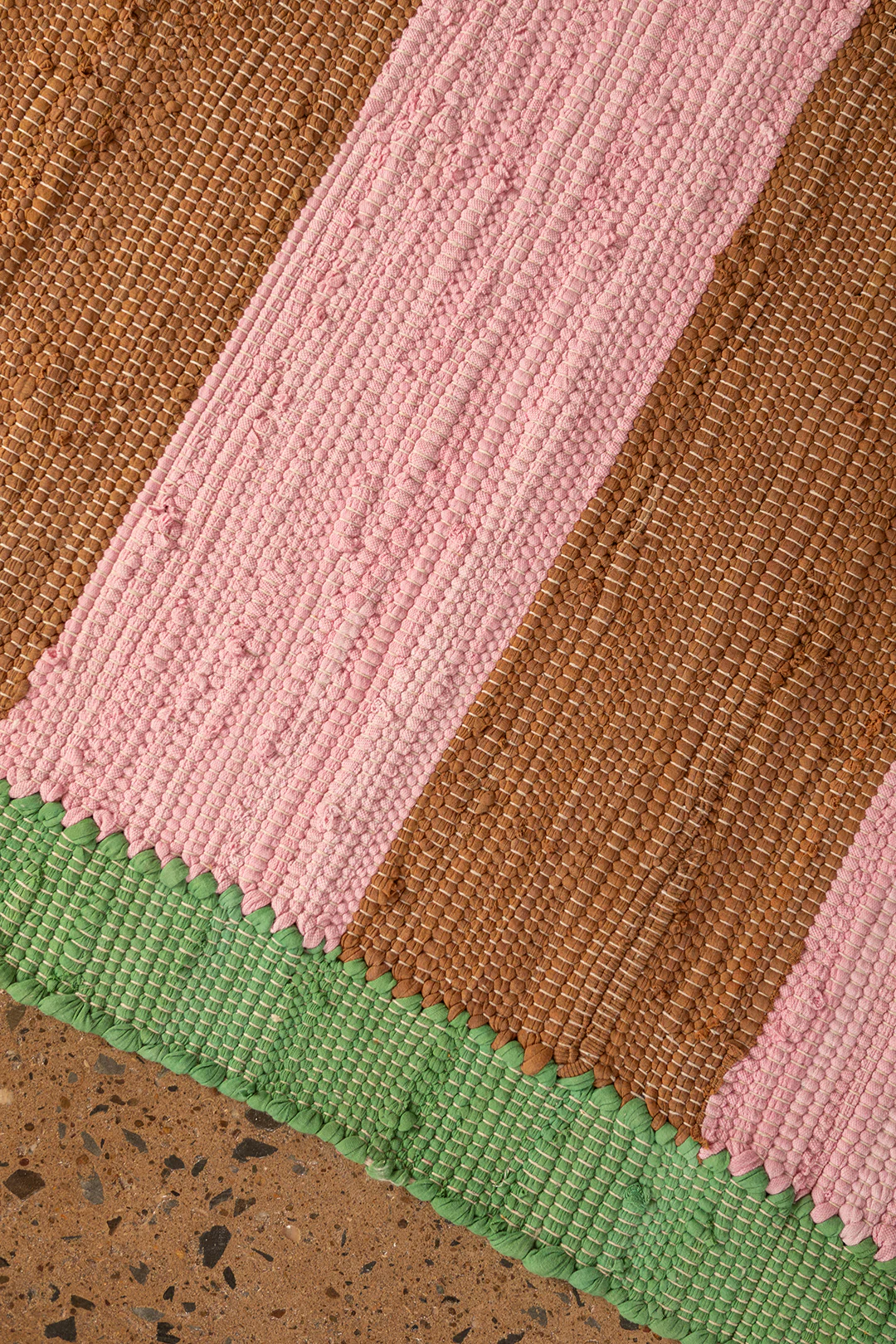 Pink & Ochre Striped Medium Recycled Rug - Image 3