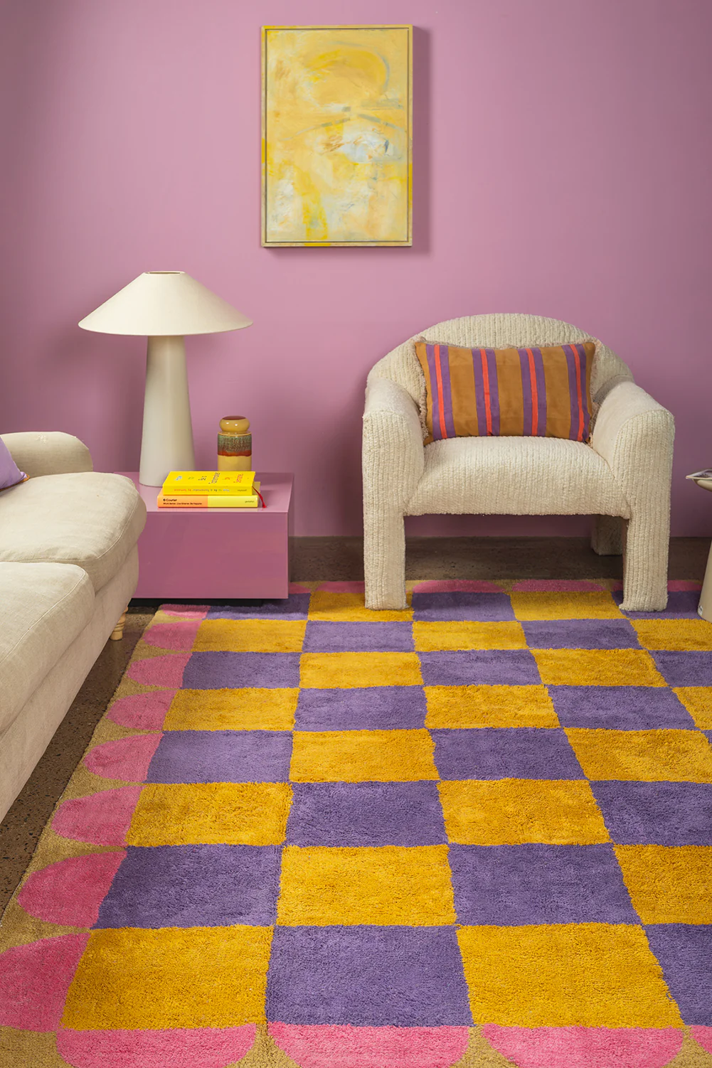 Mallow Check & Scallop Recycled Cotton Rug - Image 5