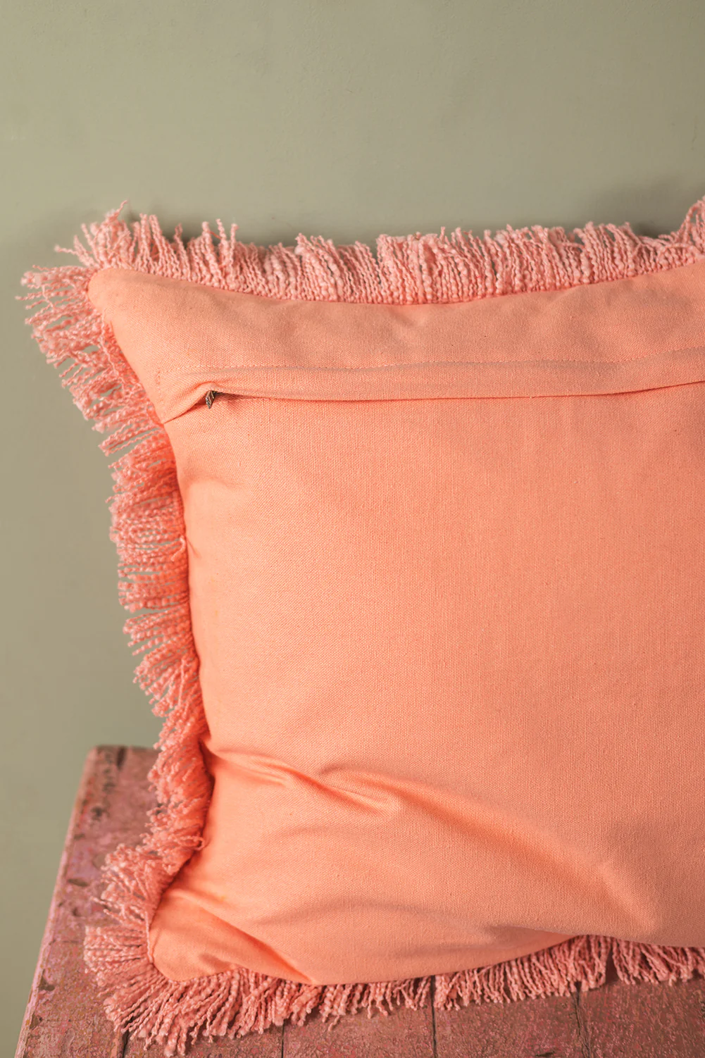 Lobster Embroidered & Tufted Pink Cushion Cover - Image 3