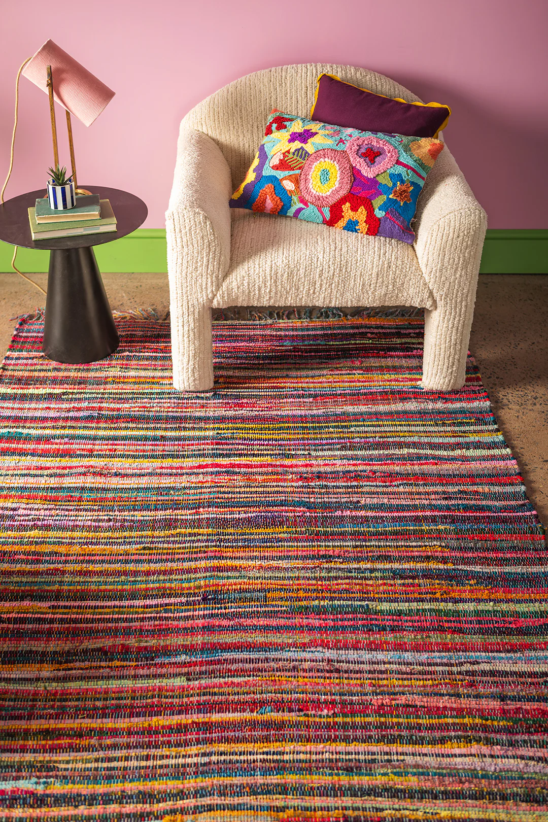 Recycled Multi-Coloured Large Rag Rug - Image 3