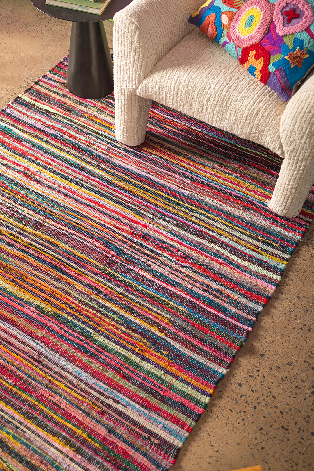 Recycled Multi-Coloured Large Rag Rug - Image 5