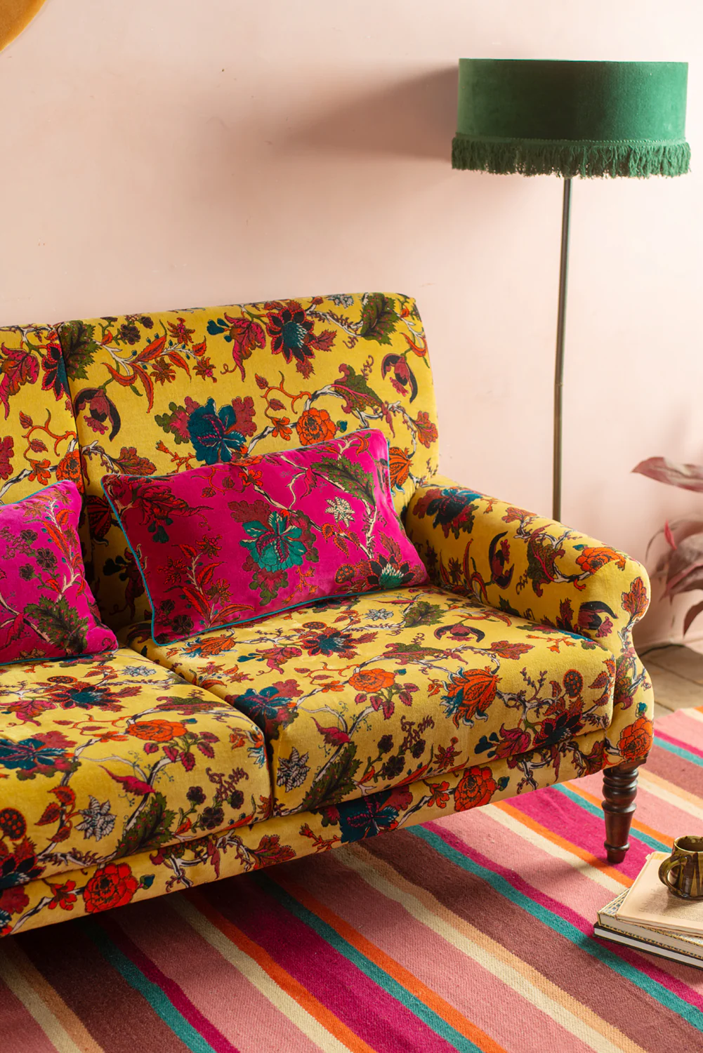 Mustard Tree of Life Velvet Two Seater Sofa - Image 2