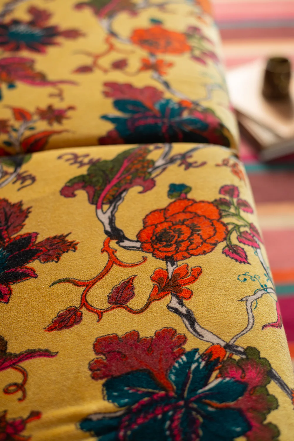 Mustard Tree of Life Velvet Two Seater Sofa - Image 6