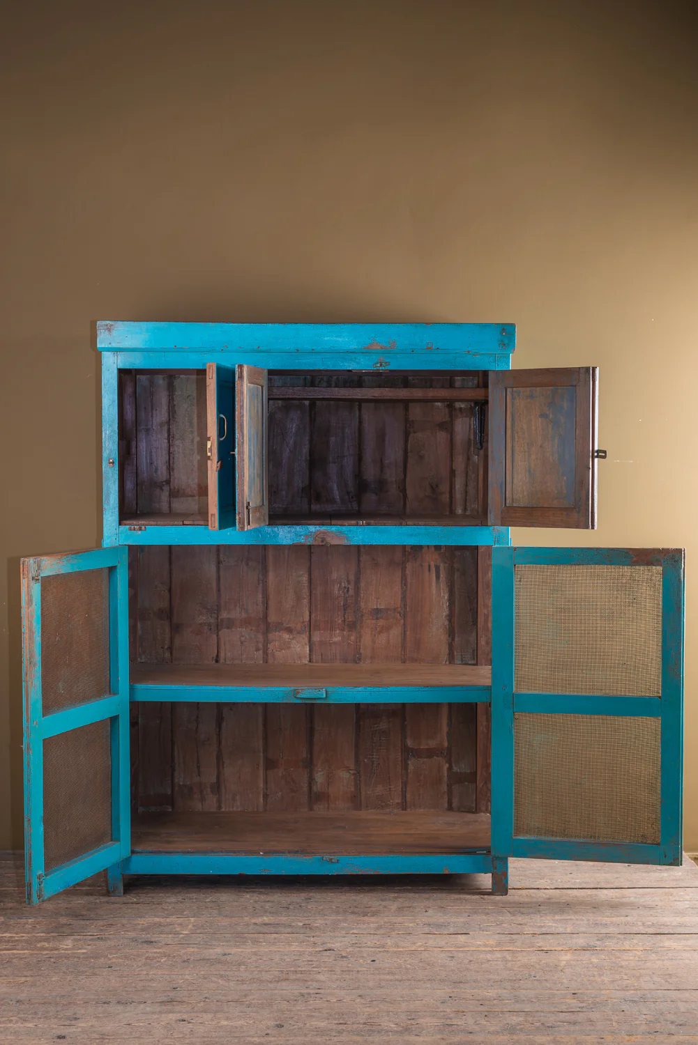 Blue Wooden Vintage Cupboard <p>W:121cm D:54.5cm H:168cm </p> - Image 5