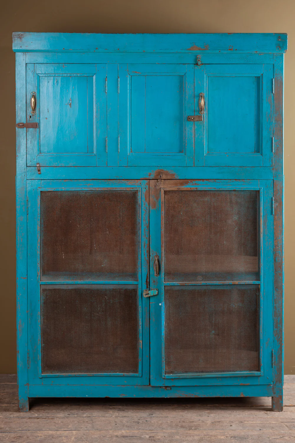 Blue Wooden Vintage Cupboard <p>W:121cm D:54.5cm H:168cm </p> - Image 7