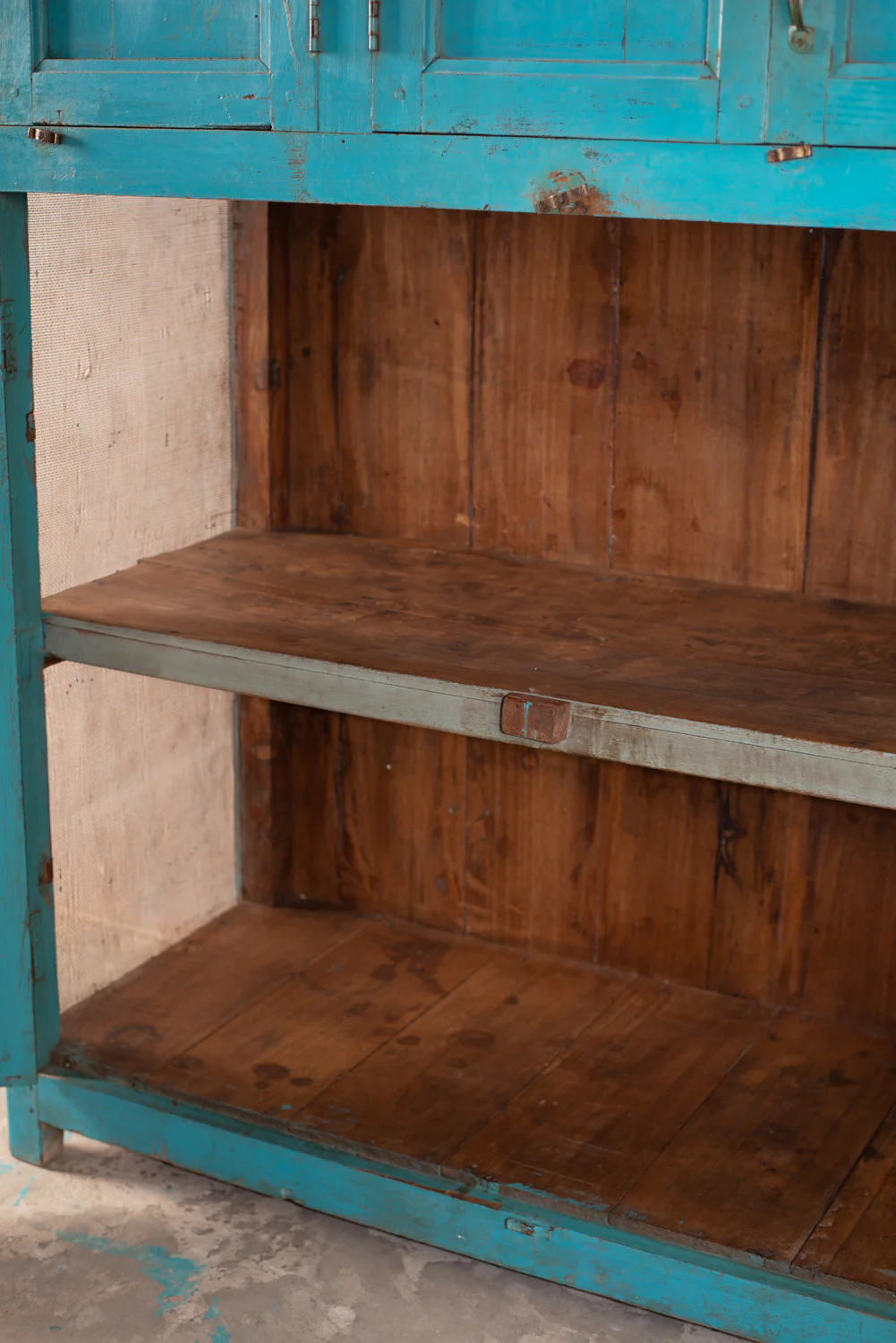 Blue Wooden Vintage Cupboard <p>W:122cm D:57cm H:164.5cm </p> - Image 8