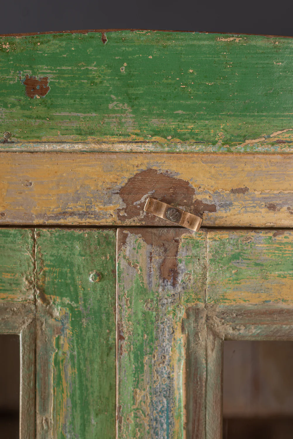 Green Vintage Glazed Cabinet <p>W:93.5cm D:48.5cm H:160cm </p> - Image 3