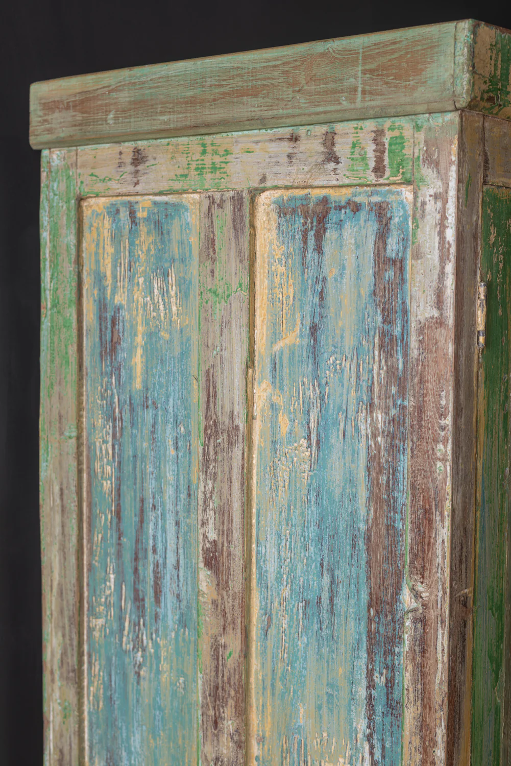 Green Vintage Glazed Cabinet <p>W:93.5cm D:48.5cm H:160cm </p> - Image 5